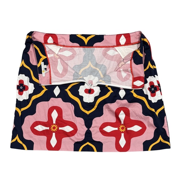 Boden Geometric Tile Print Mini Skirt Womens US 14 UK 18 Pink Navy Mod Retro - Picture 2 of 7